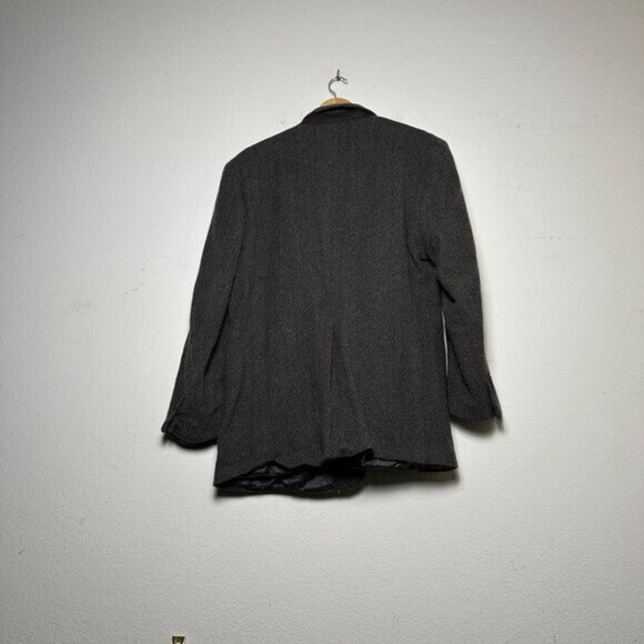 VTG Cricketeer Wool Blazer Sport Coat Jacket Men 46 Herringbone Brown 90s Formal - Picture 2 of 16